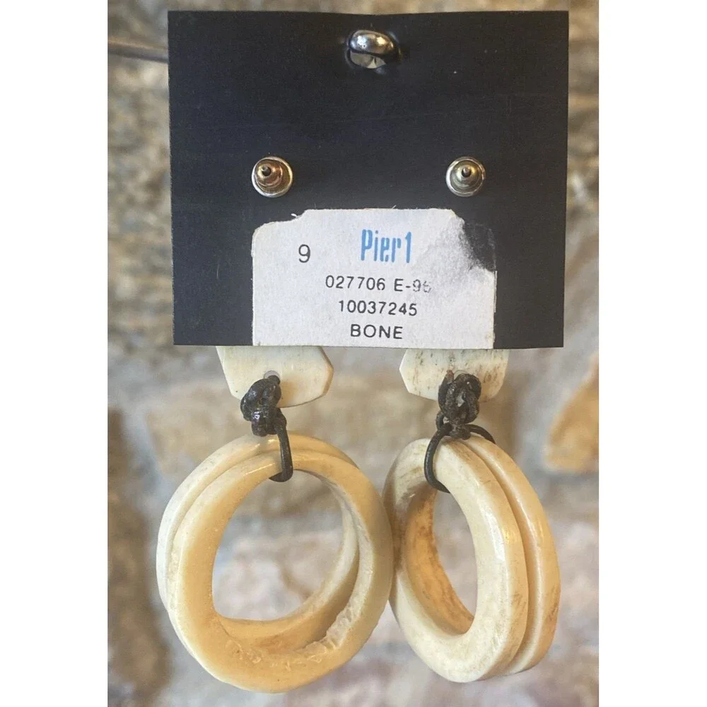 PIER 1 IMPORTS Bone Drop Dangle Boho Pierced earrings   New